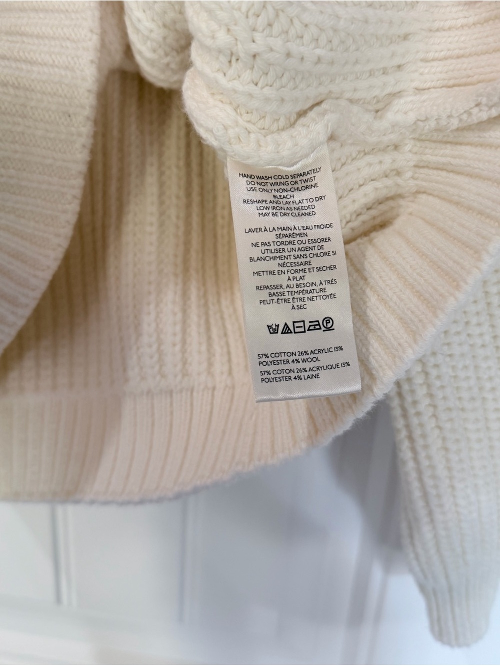 Maeve by Anthropologie Cream Chunky V-Neck Knit Sweater - Picture 4 of 5
